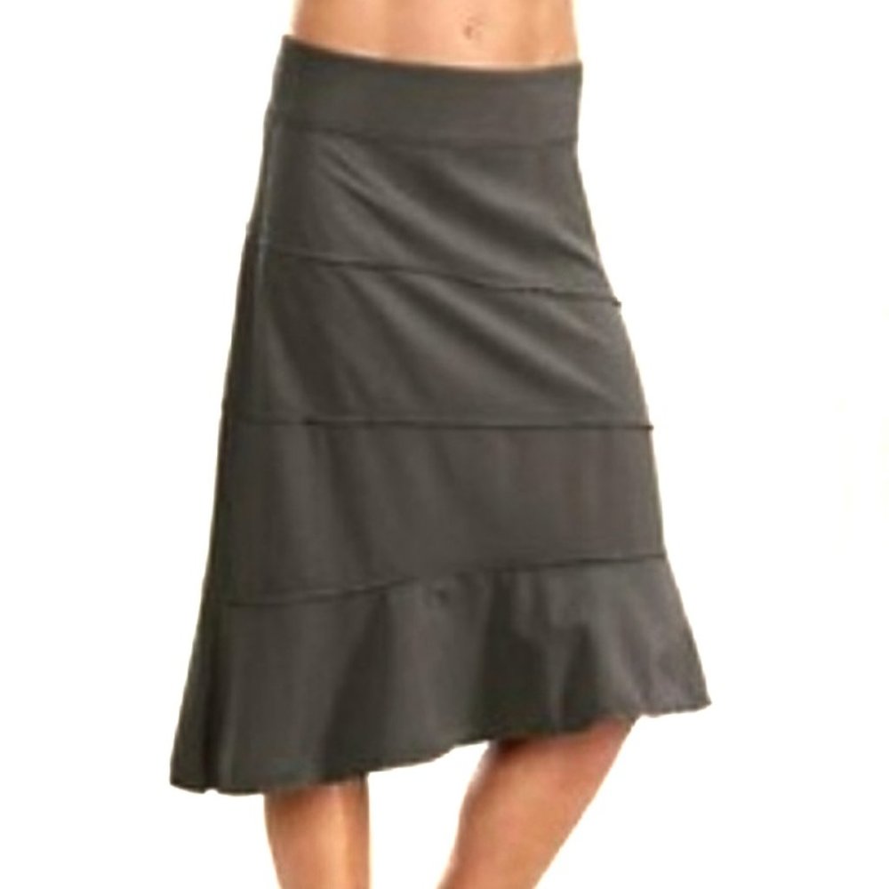 Athleta Charcoal Tiered Midi Skirt
